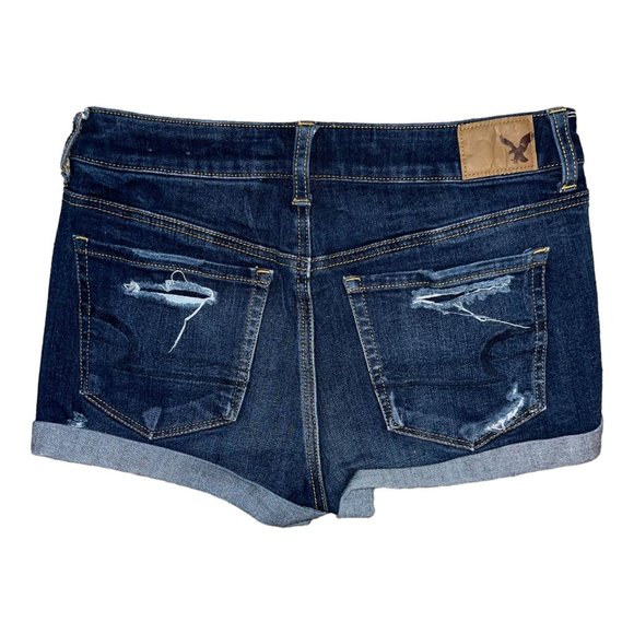 American Eagle Distressed Womens Shorts 4 HiRise Shortie 360 Super Stretch Booty - Picture 4 of 7